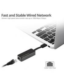 PORTABLE USB 3.0 GIGABIT ENET ADAPTER CONVERTS USB 3.0PORT TO GBE