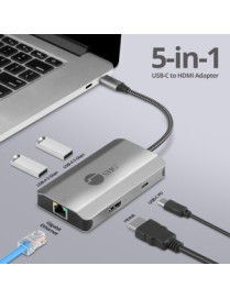 USB-C TO HDMI WITH LAN HUB & PD CHARGINGADAP HDMI 4K 30HZ TWO USB-A