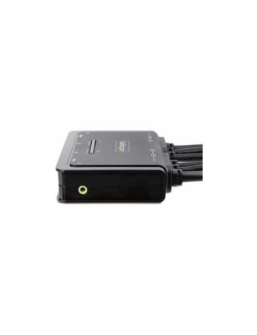 2-PORT COMPACT 4K KVM SWITCH - DUAL-MONITOR CABLE KVM SWITCH 