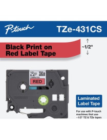 12MM BLACK TEXT ON RED LABEL TAPE 