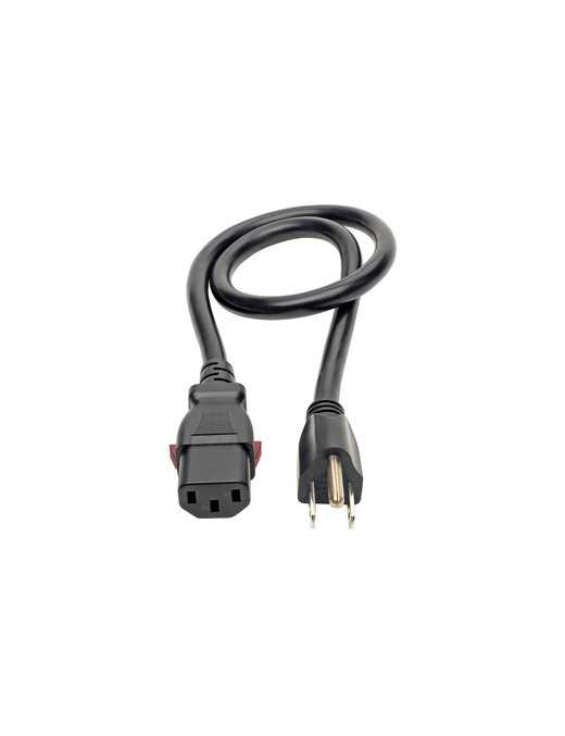 3FT POWER EXTENSION CORD 15A 5-15P TO LOCKING C13 M/F 14 AWG 